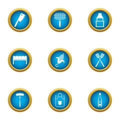 Grill grid icons set. Flat set of 9 grill grid vector icons for web isolated on white background