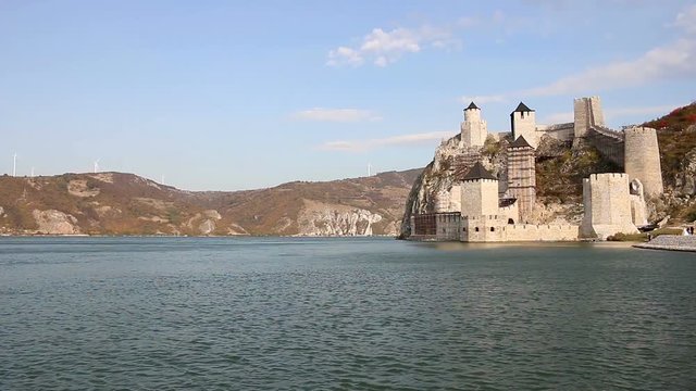 Golubac fortress on Danube autumn season landscape Serbia