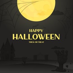 Halloween background night forest with moon vector illustration. Allhallows Eve. Saints Day
