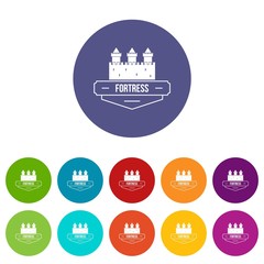 Naklejka premium Luxury fortress icons color set vector for any web design on white background