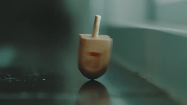  Spinning Dreidel on Chanukah. Slow Motion