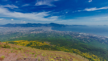 Fototapeta premium Landscape and Gulf of Naples viewed from Mount Vesuvius, Italy