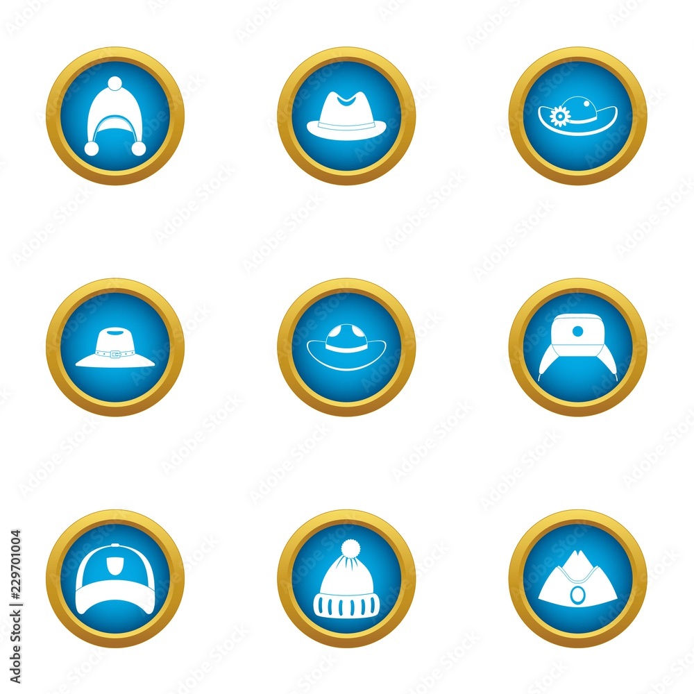 Poster lid icons set. flat set of 9 lid vector icons for web isolated on white background