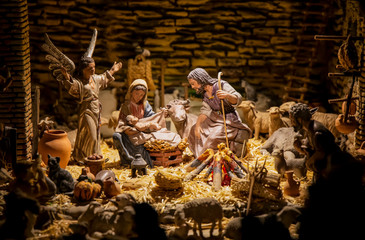 Pesebre de navidad de José , María y Jesús