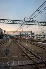 Fototapeta na wymiar Train Tracks in Suburbia
