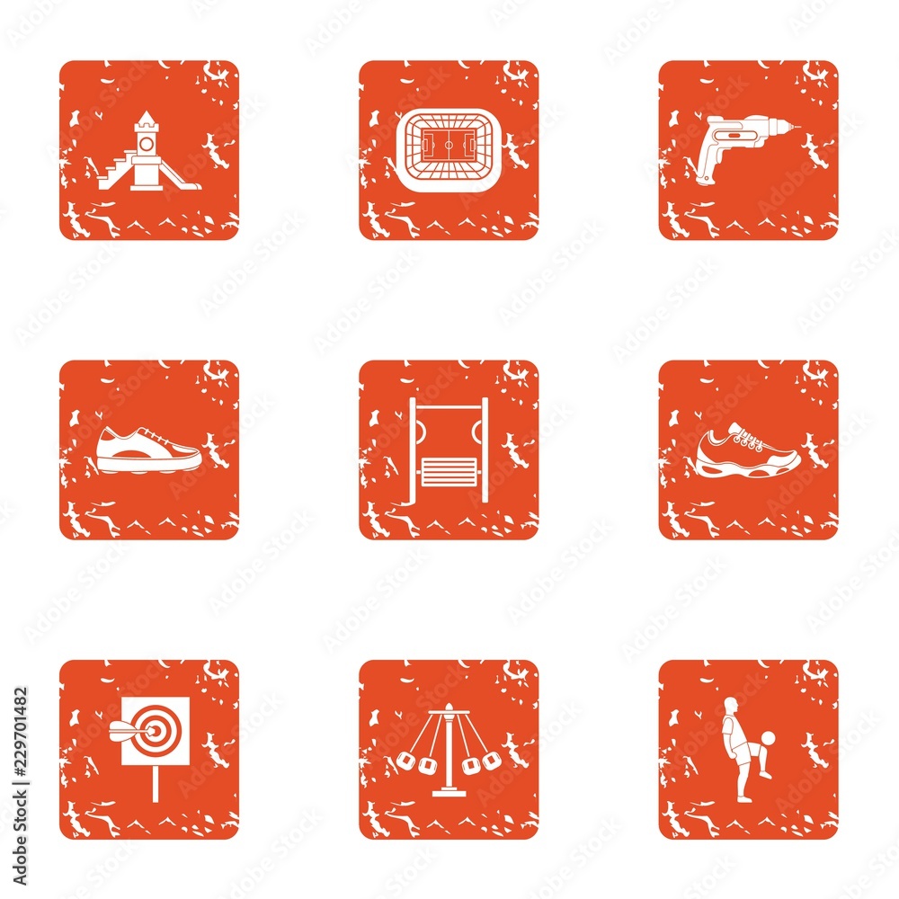 Aufkleber children section icons set. grunge set of 9 children section vector icons for web isolated on white 