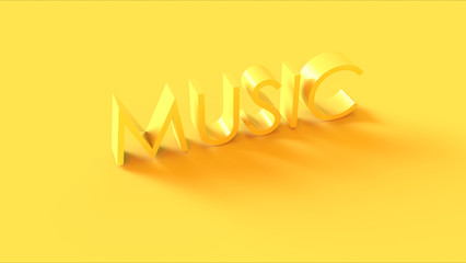 Bright Yellow 3d Music Sign 3d illustration 3d render