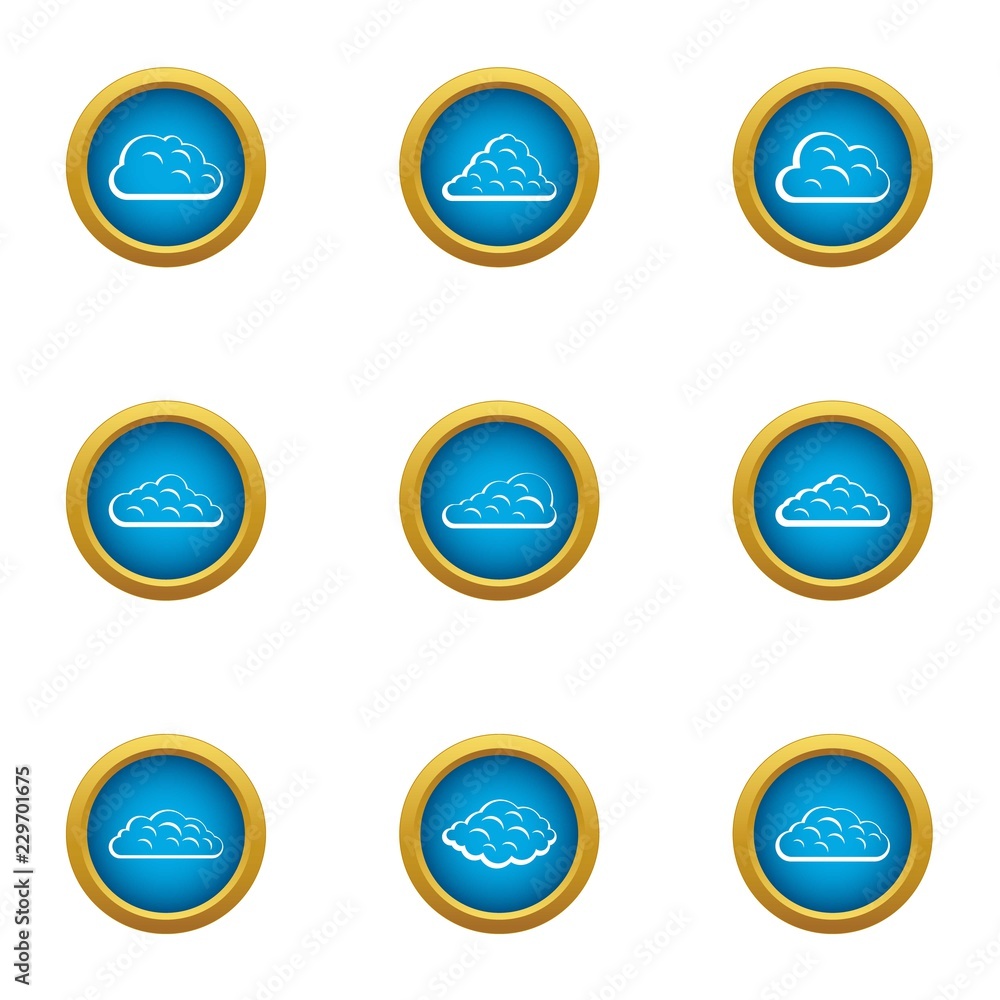 Aufkleber mist icons set. flat set of 9 mist vector icons for web isolated on white background