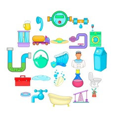 Wash the apartment icons set. Cartoon set of 25 wash the apartment vector icons for web isolated on white background