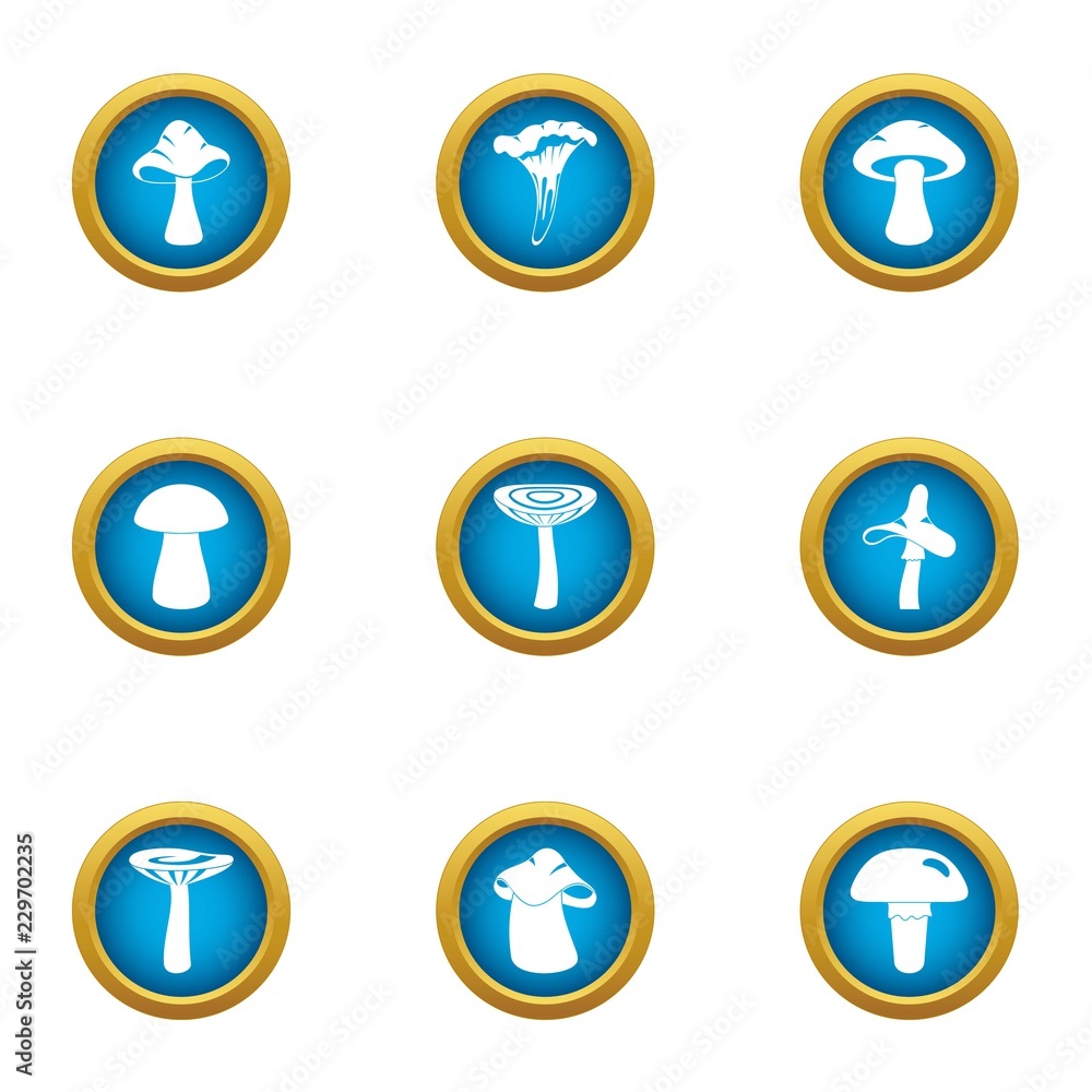 Poster cowling icons set. flat set of 9 cowling vector icons for web isolated on white background