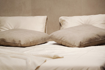 cozy pillows on the bed for sleeping and rest