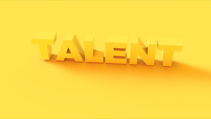 Bright Yellow 3d Talent Sign 3d illustration 3d render