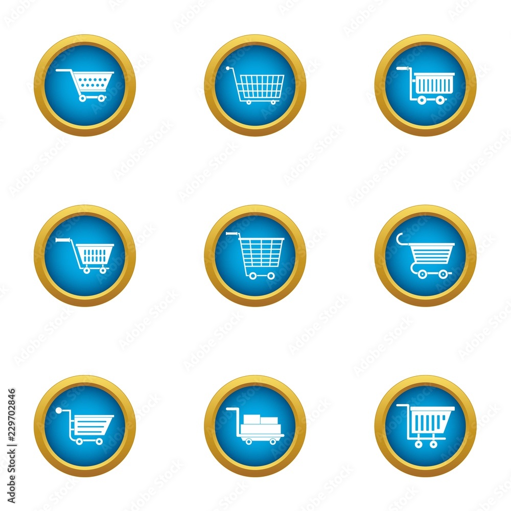 Aufkleber carriage icons set. flat set of 9 carriage vector icons for web isolated on white background