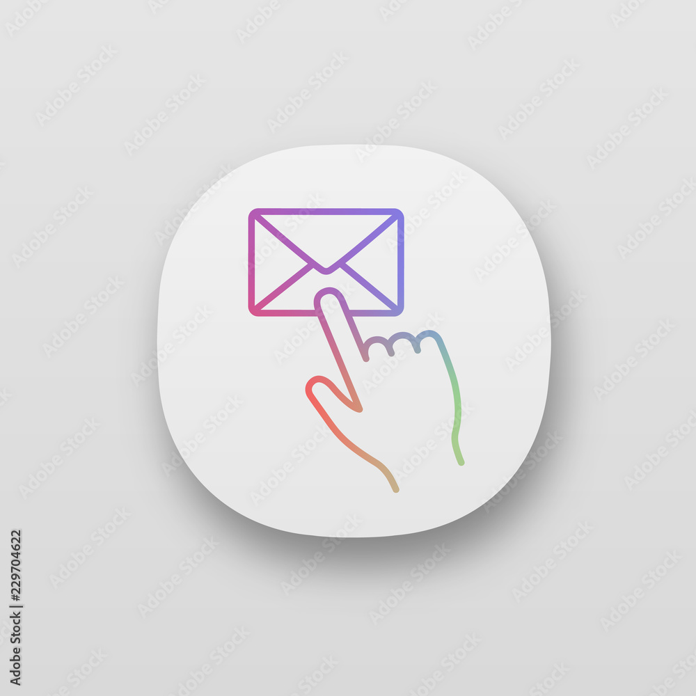 Poster mail button click app icons set
