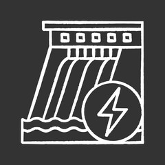 Hydroelectric dam chalk icon
