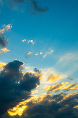 Fototapeta na wymiar Sun rays through clouds like an dramatic explosion