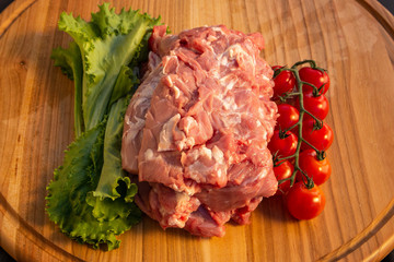A piece of fresh veal meat, organic, neck.