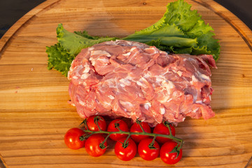 A piece of fresh veal meat, organic, neck.