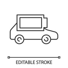 Fully charged electric car battery linear icon