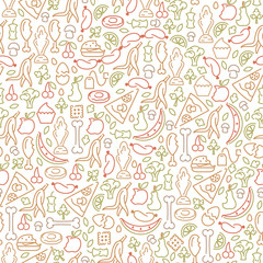 Naklejka premium Seamless pattern with organic trash elements. Line style vector illustration