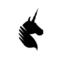 Creative logo of unicorn. Vector silhouette, isolated illustration