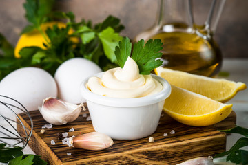 Mayonnaise sauce on white. 