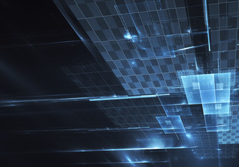 Abstract 3D fractal background, texture. Virtual Neon City