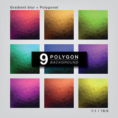 Set 9 colors Polygonal Gradient for Background