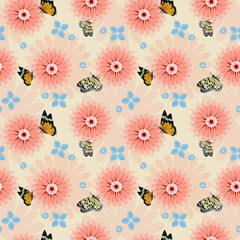 Beautiful Butterfly Flying Colorful Seamless Background Repeatable