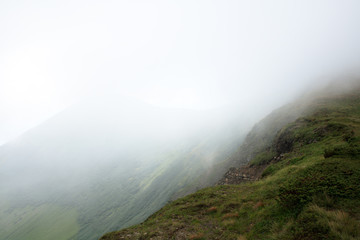 clouds mist is covering the ridge edge