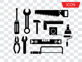 Fototapeta premium Tools icon set vector isolated on white background.