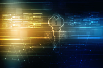 key and lock . 2D illustration