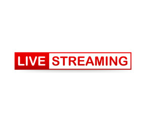 Red Live Streaming Icon on white background. Vector illustration