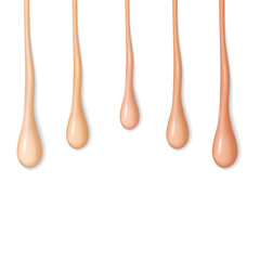 Liquid foundation drops isolated on white background. Vector elements of tone cream.