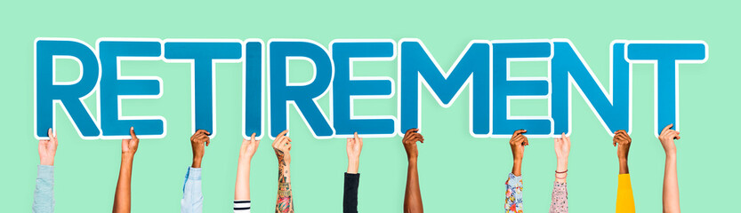 Hands holding the word retirement