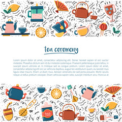 Vector cartoon tea ceremony background