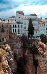 White houses located next to each other in the town of Ronda in Malaga