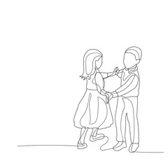 isolated, sketch children dance, boy and girl