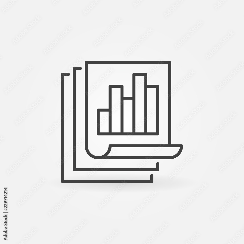 Poster business report with bar chart linear vector concept icon