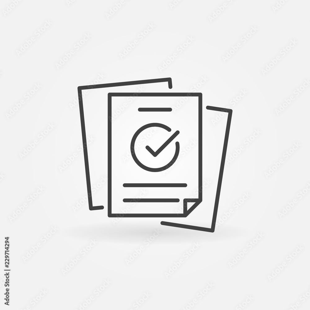 Poster papers with checkmark linear vector concept icon
