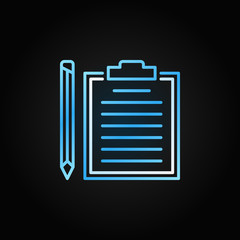 Clipboard with pencil thin line vector colored icon