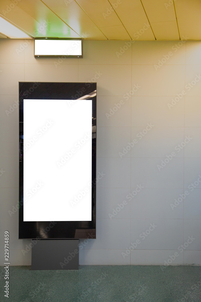 Aufkleber blank billboard mock up of subway for text message or content.