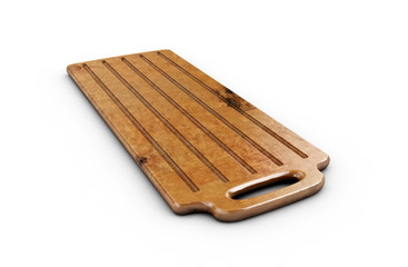 Wooden cutting board isolated on white background 3d render