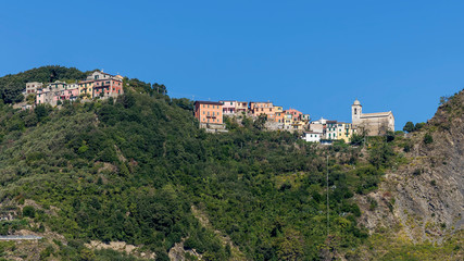 Fototapeta na wymiar The small hilltop village of San Bernardino in the Cinque Terre park, Liguria, Italy
