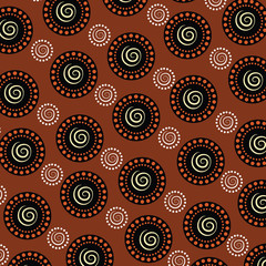 Aboriginal art vector seamless background.