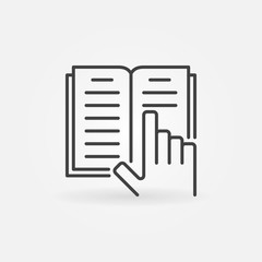 Hand with book line icon. Vector open book concep logo