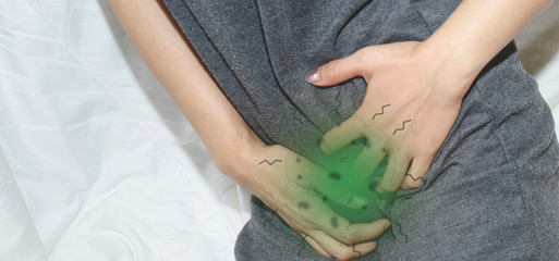 Asian women With itching Female genitalia.Itching of the female organs.