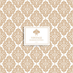 Golden vintage vector seamless pattern, wallpaper. Elegant classic texture. Luxury ornament. Royal, Victorian, Baroque elements. Great for fabric and textile, wallpaper, or any desired idea.