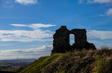 Medieval ruin of Sandal Castle in Wakefield.Great Britain.