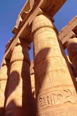 The columns of the Temple of Amun at Karnak temple in Luxor, Egypt